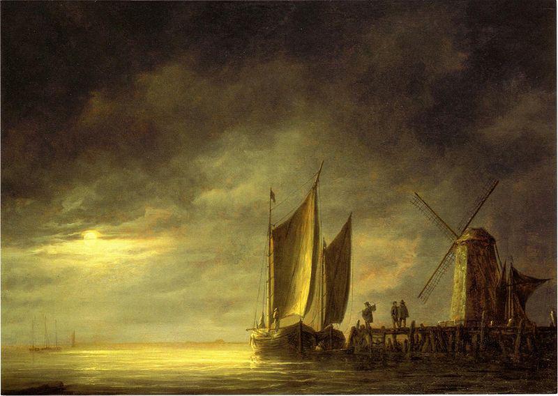 Aelbert Cuyp Fishing boats by moonlight. oil painting picture